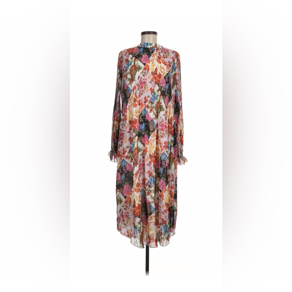 Anthropologie Maeve Shara Pleated Floral Patchwork Midi Dress Boho Medium - Picture 3 of 5